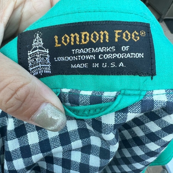 VINTAGE London Fog teal green trench coat|10P - Picture 10 of 11